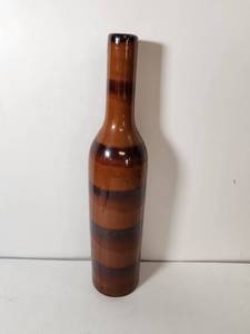 lot 183 image: Brown Glazed Ceramic Bottle Vase with Striped Pattern