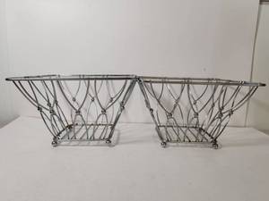 lot 187 image: Chrome Wire Fruit Basket Set