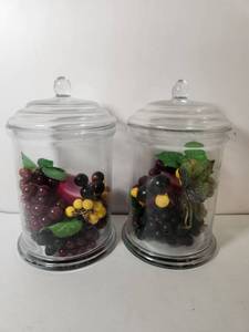 lot 190 image: Glass Apothecary Jars with Artificial Fruit Display Set
