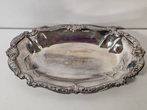 lot 195 image: Silver Plated Serving Platter with Ornate Border