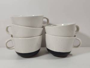 lot 231 image: Ceramic Coffee Cups Set with Black Base - 5 Pieces