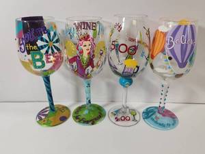 lot 275 image: Lolita Hand Painted Wine Glasses Set with Recipe Bottoms