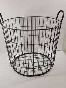 lot 311 image: Black Metal Wire Storage Basket with Handles