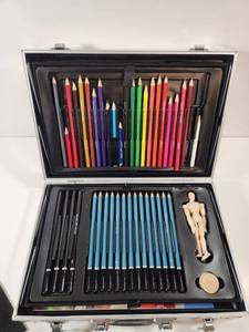 lot 317 image: Art Supply Case with Colored Pencils and Drawing Tools