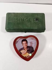 lot 321 image: Singer Buttonholer Sewing Machine Attachment with Heart Container