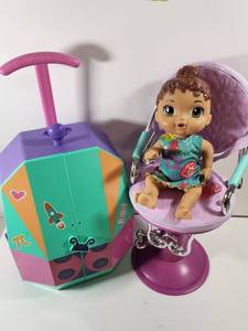 lot 325 image: Baby Alive Doll with Hair Salon Chair and Accessories