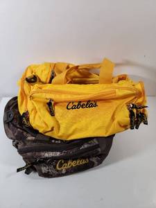 lot 368 image: Cabelas Fishing Tackle Bag Set with Camo Storage Bag