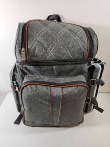 lot 369 image: Quilted Picnic Backpack with Wine Glasses and Plates Set