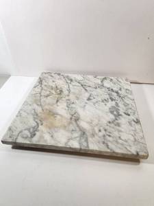 lot 371 image: Gray and White Marble Square Cutting Board with Feet