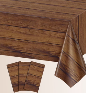 lot 2400 image: Wood Grain Plastic Tablecloths -4 ct