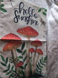 lot 2501 image: Hello Spring Welcome Garden Flag with Mushroom Design