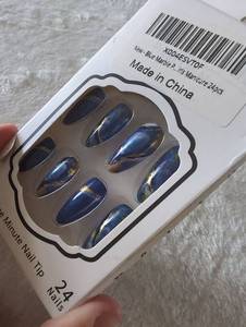 lot 2528 image: Blue Marble Pattern Press-On Nail Tips 24 Pieces