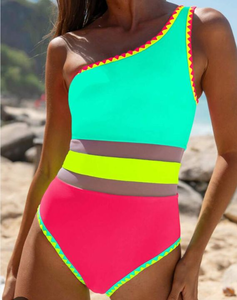 lot 2537 image: Colorful One-Shoulder Bikini Swimsuit