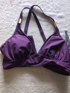 lot 2538 image: Purple Bikini Top with Gold Hardware
