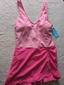 lot 2541 image: Pink Two-Tone One Piece Swimsuit - Size Large