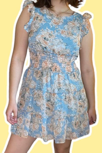 lot 2543 image: Trixxi Floral Print Tiered Ruffle Dress - Size Youth Large