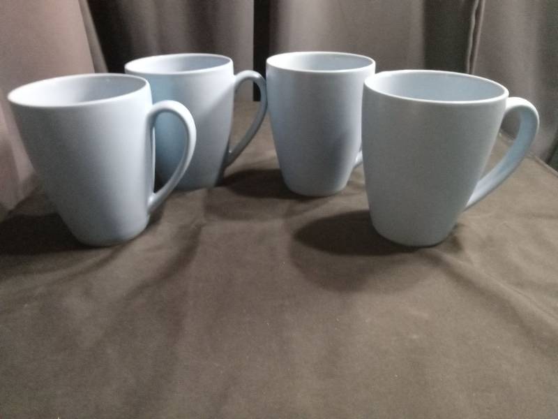 lot 3906 image: Light blue  Ceramic Coffee Mugs Set of 4