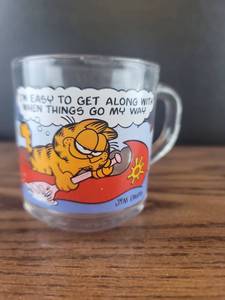 lot 4379 image: Garfield Glass Coffee Mug with Humorous Quote