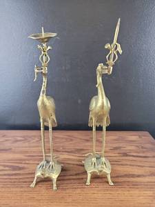 lot 4399 image: Brass Animal Candle Holders Set