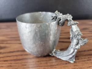 lot 4321 image: Metal Tea Cup with Ornate Dragon Handle