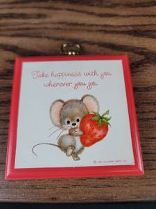 lot 4334 image: Hallmark Mouse with Strawberry Happiness Plaque