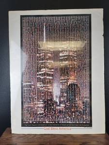 Twin Towers Memorial Poster God Bless America 9/11 Tribute