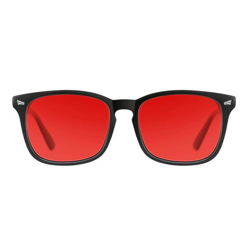 lot 41226 image: TIJN Sleep Glasses with Blue Green Light Blocking, Red Light Lens for Computer Gaming, Screen Fatigue & UV Protection - Retail $26