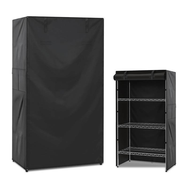 lot 50874 image: GNarbor Waterproof Wire Shelving Cover,Dustproof Protection for Storage Racks,Ideal for Outdoor Indoor Wire Shelving and Pantry Shelves,420D Plaid PU Coating,36x24x72,Black - Retail $40