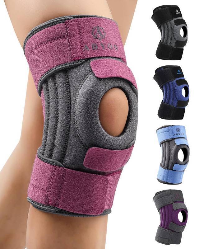 lot 58868 image: ABYON Knee Brace for Women & Men Meniscus Tear, ACL, Arthritis, Knee Support with Triple Side Stabilizers and Adjustable 360° Wraparound Strap for Maximum Knee Pain Support and Fast Recovery - Please Check How To Size Video - Retail $27