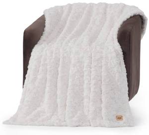 UGG Adalee Faux Fur Throw Blanket for Couch, Cozy Soft Blanket for Bed or Chair, Giftable Fluffy Throw, Machine Washable, Luxury Spring Home Decor, 50-inch x 70-inch, Natural White - Retail: $71