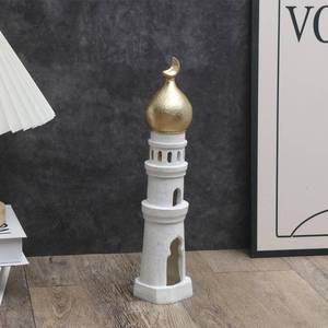 lot 51019 image: Islamic Cultural Decor Collection - Handcrafted Resin Mosque Models & Tower Ornaments for HomeOffice Display Ramadan Decoration (Tower) - Retail $24