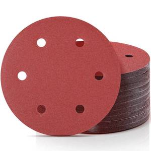 lot 51020 image: Swiffen 100 Pack 9 Inch Sanding Discs 120 Grit for Hand Radial Sander 6 Holes Hook and Loop Drywall Sandpaper for Wood Furniture Finishing Polishing Drywall Sander Remove Popcorn Ceiling - Retail $21