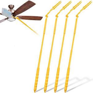 lot 51025 image: Colingmill 4 Pcs 3 ft Replacement Handles Compatible with Duster Refills, Extendable Long Extended Handle Only, Adjustable Length for Ceiling Fans, Blinds, Shelves, Windows (Yellow) - Retail $19