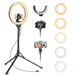 lot 51035 image: Aureday 14 Selfie Ring Light with 62 Tripod Stand and Phone Holder, Dimmable LED Phone Ringlight for MakeupVideo RecordingPhotography, Circle Lighting for All Cell Phones&Lightweight Cameras - Retail $37