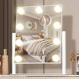 lot 51036 image: NUSVAN Vanity Mirror with Lights, Makeup Mirror with Lights,3 Color Lighting Modes Detachable 10X Magnification Mirror Touch Control,360° Rotation, White. - Retail $22