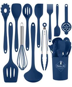 lot 51042 image: Kitchen Utensils Set-12 Pieces Silicone Cooking Utensils Set (Dishwasher Safe) 392°F Heat Resistant Spatula Set,Kitchen Utensil Set for Nonstick Cookware,Best Kitchen Tools with Holder - Retail $20