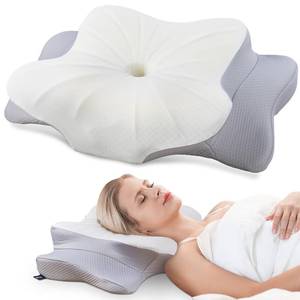 lot 51065 image: DONAMA Cervical Pillow for Neck and Shoulder,Contour Memory Foam Pillow,Ergonomic Neck Support Pillow for Side Back Stomach Sleepers with Pillowcase - Retail $70
