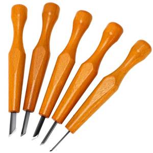 lot 58202 image: WILLBOND 5 Pcs Linocut Carving Tools Set Triangular Linoleum Various Sizes Wood Carving Knife Chisel V Shaped Tools for Linocut Printmaking Woodcarving(Slanted) - Retail $14