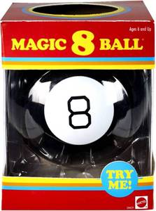lot 58204 image: Mattel Games Magic 8 Ball Novelty Fortune-Telling Toy, Retro Look for Kids, Grown-Ups, Families, Parties & Travel (Amazon Exclusive) - Retail $11