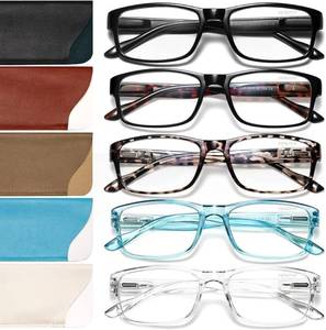 lot 58220 image: Gaoye 5 Pack Reading Glasses MenWomen, Eyeglasses, Blue Light Readers for MenWomen, Computer Eye Glasses, Cheaters - Retail $12