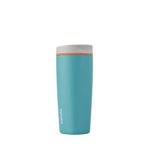 Owala SmoothSip Slider Insulated Stainless Steel Coffee Tumbler, Reusable Iced Coffee Cup, Hot Coffee Travel Mug, BPA Free 20 oz, Grey/Blue (Beachy Breeze) - Retail: $24
