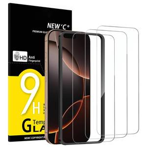 lot 58261 image: NEWC 3 Pack Designed for iPhone 17, 17 Pro, iPhone 16 Pro Screen Protector (6.3 inches), Enhanced Tempered Glass Protection with easy installation tool included,Case Friendly Ultra Resistant - Retail $7