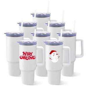 lot 61661 image: YOUKE OLA 8 Pack Sublimation Tumblers 40oz with Handle Blanks Stainless Steel Insulated Large Tumbler Bulk Coffee Travel Cups for Tumbler Heat Press Sublimation Oven Printing, White - Retail $60