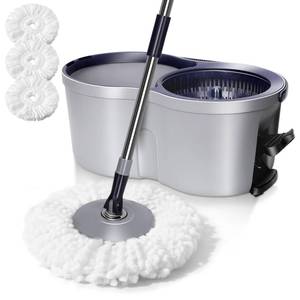 lot 61667 image: Spin Mop and Bucket Set,Masthome EasyWring Microfiber Spin Mop with 3 Mop Pads,Pedal Spinning Mops and Bucket with Wringer Set for Floor Cleaning - Home & Office Suitable - Retail $43