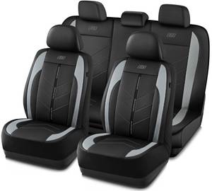 lot 61678 image: Skechers Car Seat Covers,Luxury Faux Leather Seat Covers,Waterproof Anti Slip Car Seat ProtectorFull Set,Car Accessories Airbag Universal Fit for Most Cars,Vans,Trucks,SUV,Grey - Retail $90