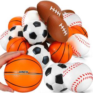 lot 61681 image: Leyndo 50 Pack 4 Extra Large Sports Stress Balls Bulk PU Squeeze Foam Balls Basketball, Football, Baseball, Soccer, Fidget Toy for Tension Relief Sport Party Favors Class Prizes Kids Adult - Retail $77