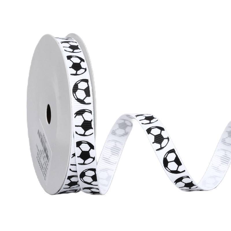 lot 39867 image: Ribest Soccer Ball Ribbon, 38 Inch Grosgrain Sports Ribbon for Crafts Hair Bows Gift Wrapping Team Decor Party Decorations, White and Black, 10 Yards - Retail $7