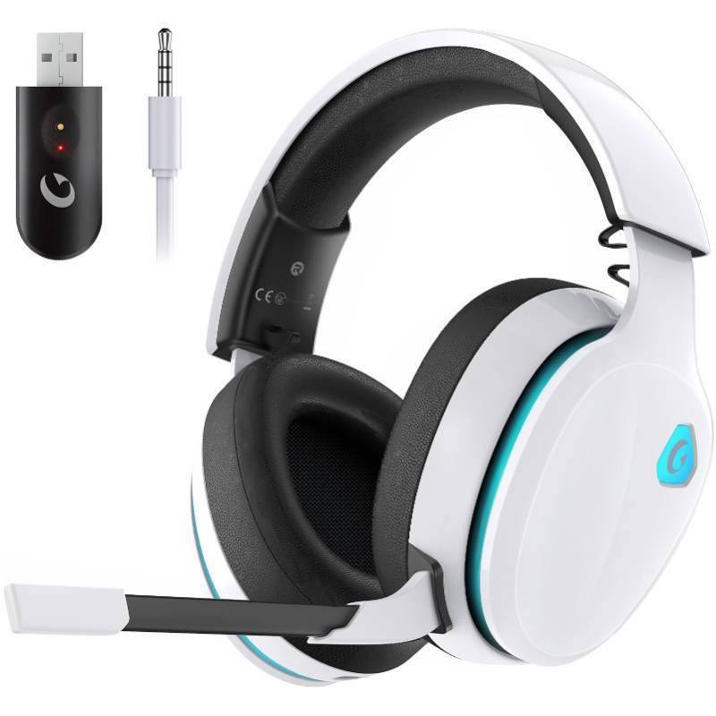 lot 26574 image: Gtheos 2.4GHz Wireless Gaming Headset for PS5, PS4 Fortnite & Call of DutyFPS Gamers, PC, Nintendo Switch, Bluetooth 5.3 Gaming Headphones with Noise Canceling Mic, Stereo Sound, 40Hr Battery -White - Retail $33