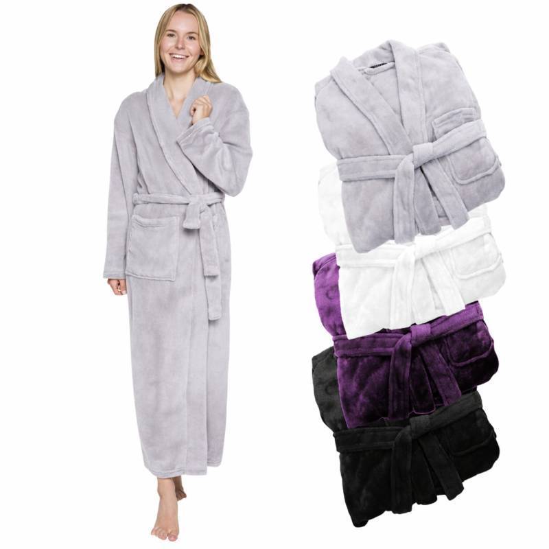 lot 26619 image: Silver Lilly Premium Womens Robe with Shawl Collar, Plush Fleece Long Bath Robe for Women, Fluffy, Warm, Fleece Womens Bathrobe - Retail $25