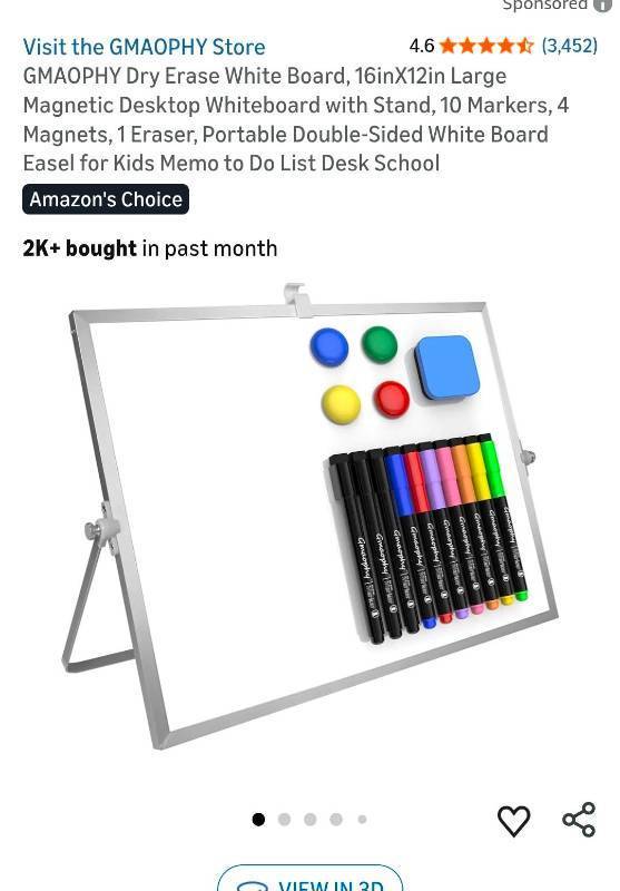 lot 49453 image: Gmaophy Dry Erase Whiteboard Set 16x12 inch - Retail $15